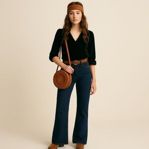 BCBG Paris Dark Wash Palazzo Jeans – Parisian Chic Meets Everyday Comfort